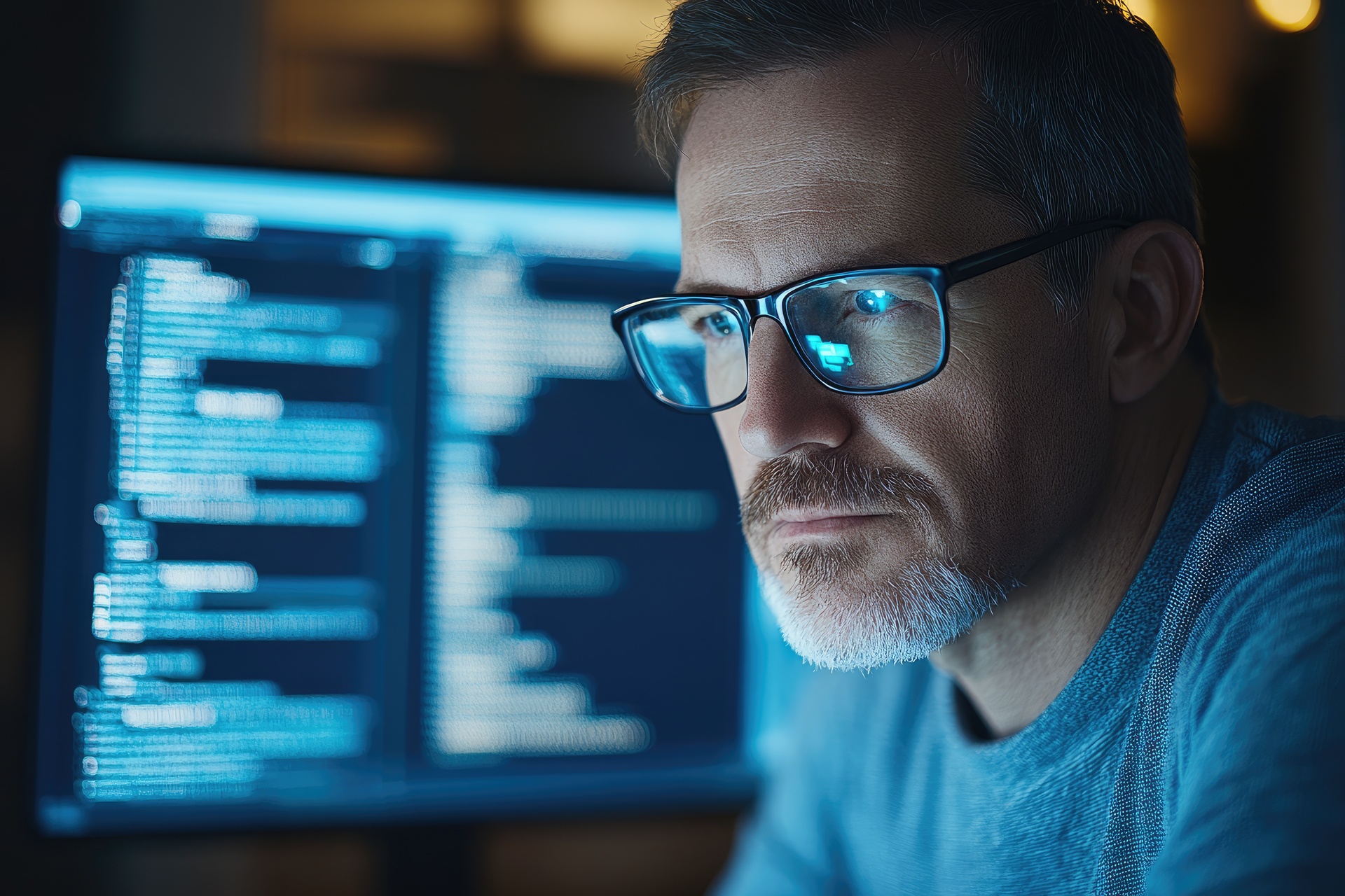 Digital forensics specialist analyzing data for investigation
